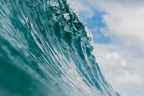 The inside view of the huge breaking wave of the sea in Mentawai islands, Indonesia